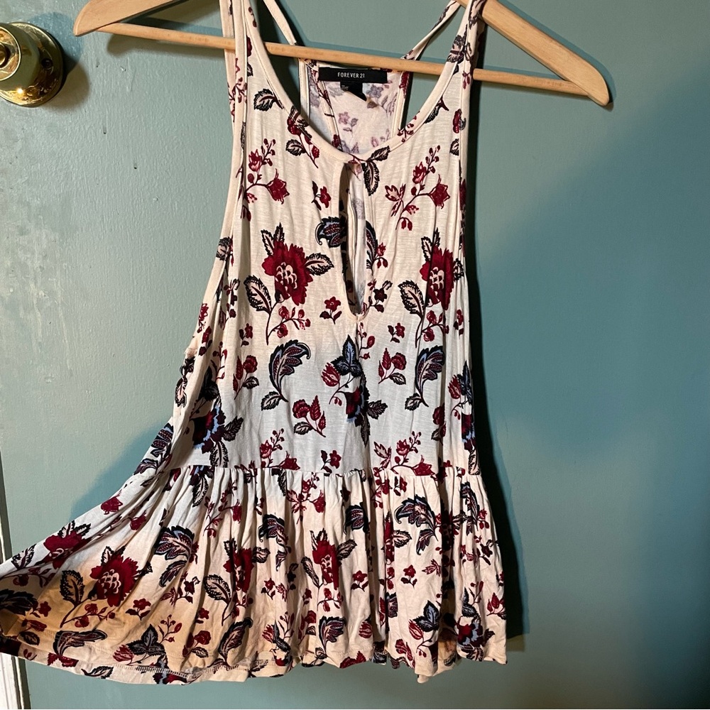 Forever 21 Burgundy Floral Tank Top